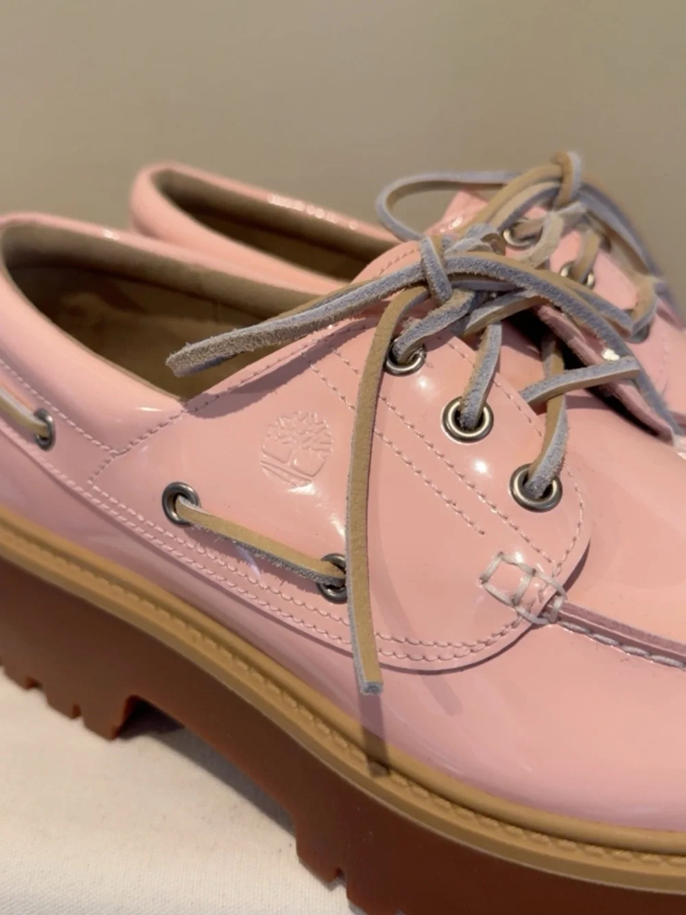 Timberland Pink Patent Platform Boat Shoes